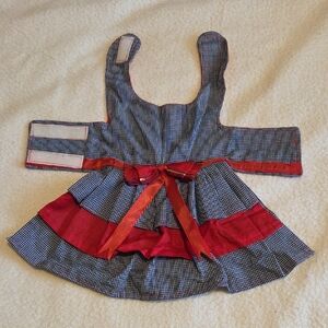 HANDMADE Dog (F) Red & Blue Checkered Dress For Small Breed Dog